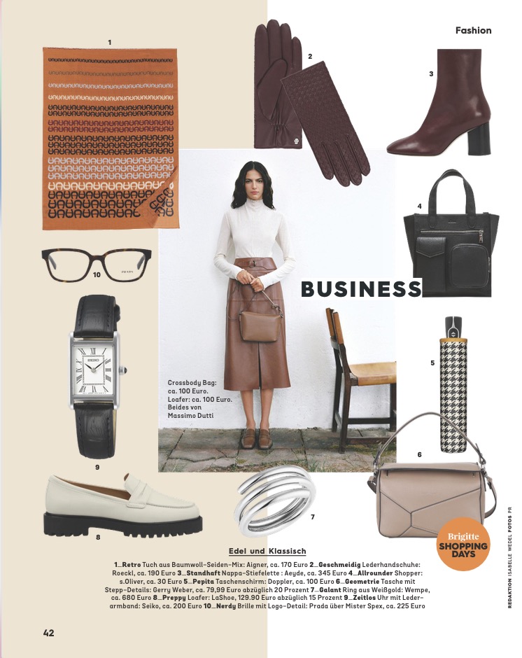 Isabelle Wedel Modejournalistin Hamburg Portfolio Referenz Fashion Magazin Brigitte Accessoires Special Business