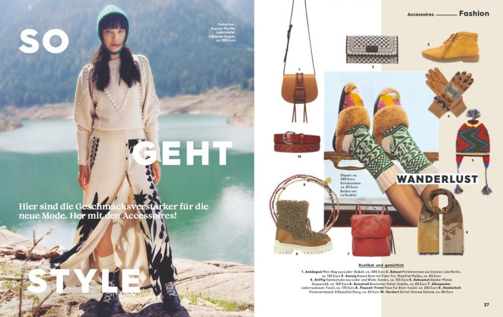 Isabelle Wedel Modejournalistin Hamburg Portfolio Referenz Fashion Magazin Brigitte Accessoires Special Wanderlust